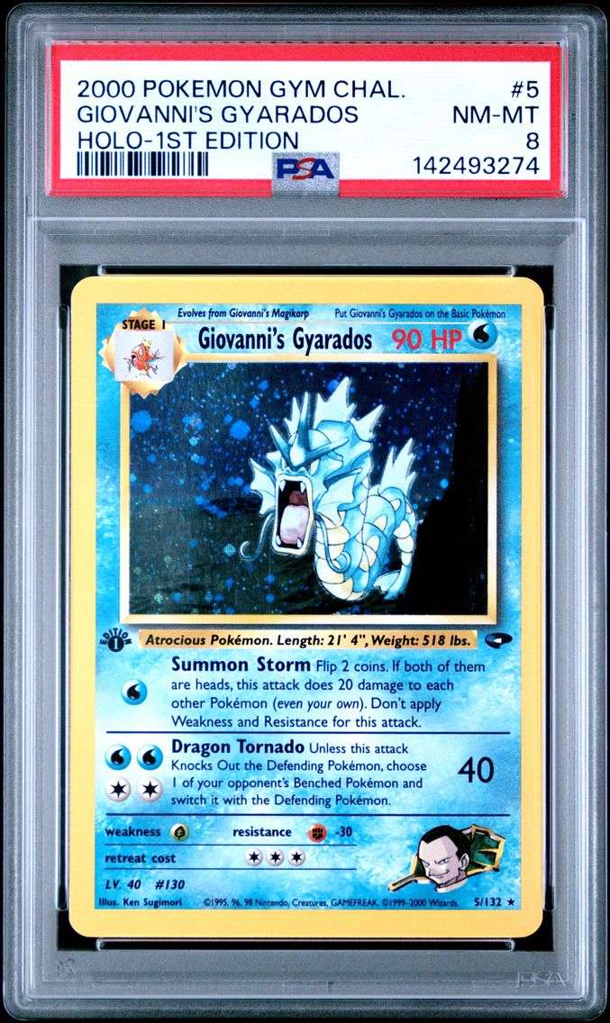 2000 #5 Giovanni's Gyarados Holo-1st Edition PSA 8 Gym Challenge Pokemon