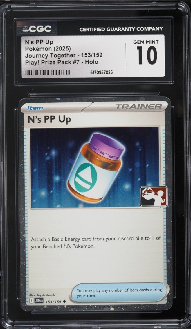2025 Pokemon SV Journey Together Play Prize Pack 7 Holo N's PP Up #153 CGC 10 GEM MINT