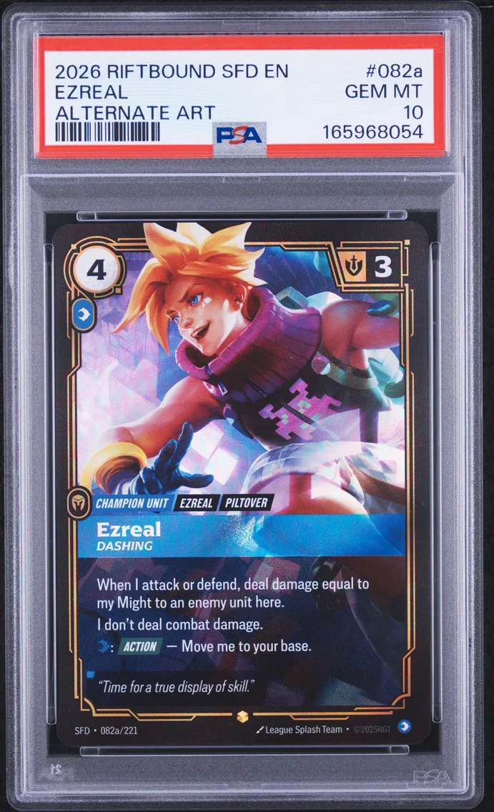 2026 #082a Ezreal - Dashing PSA 10 Riftbound: League of Legends Sfd-Spiritforged