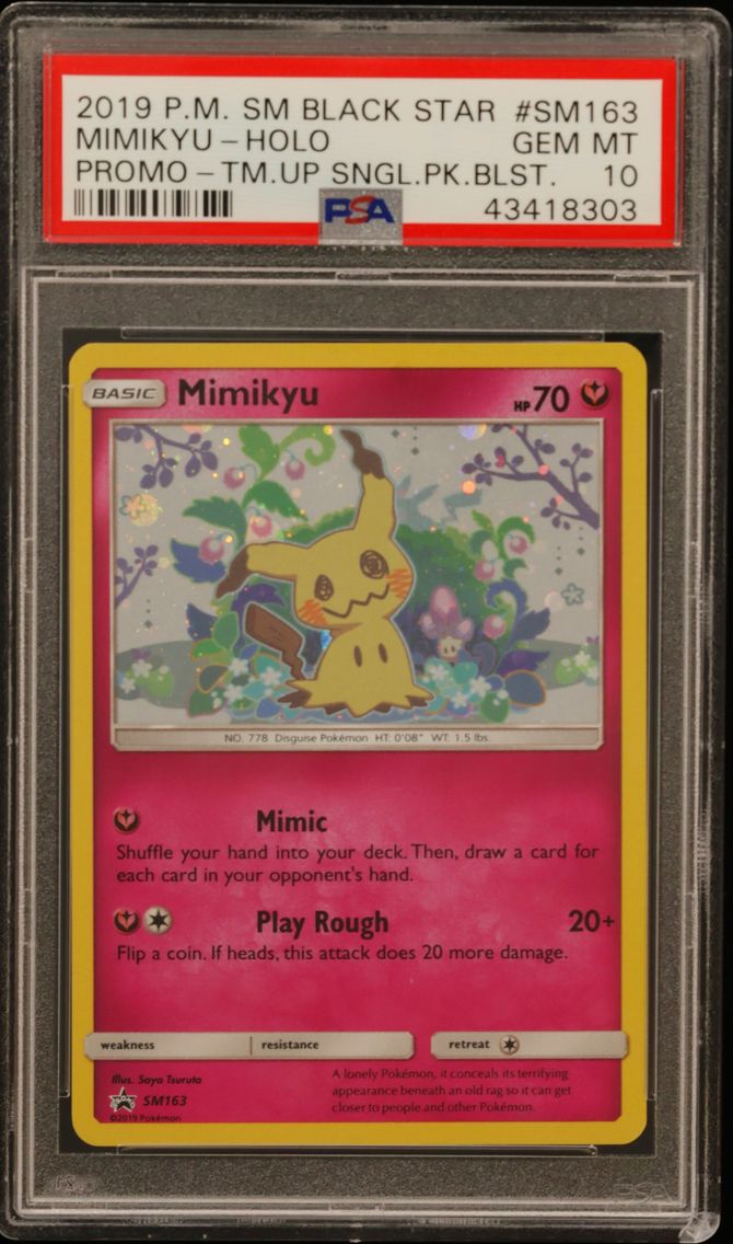 2019 #SM163 Mimikyu-Holo PSA 10 SM Black Star Promo