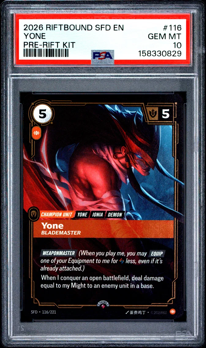 2026 #116 Yone - Blademaster PSA 10 Riftbound: League of Legends Sfd-Spiritforged