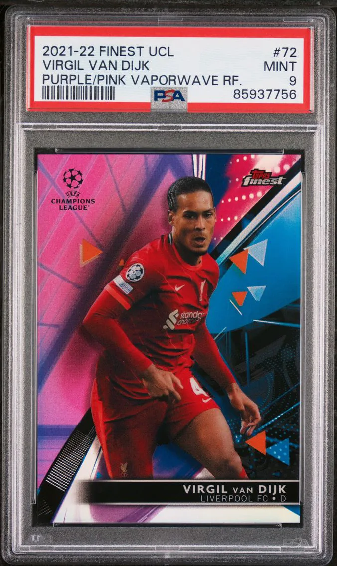 2021 #72 Virgil Van Dijk PSA 9 Topps Finest UEFA Champions League