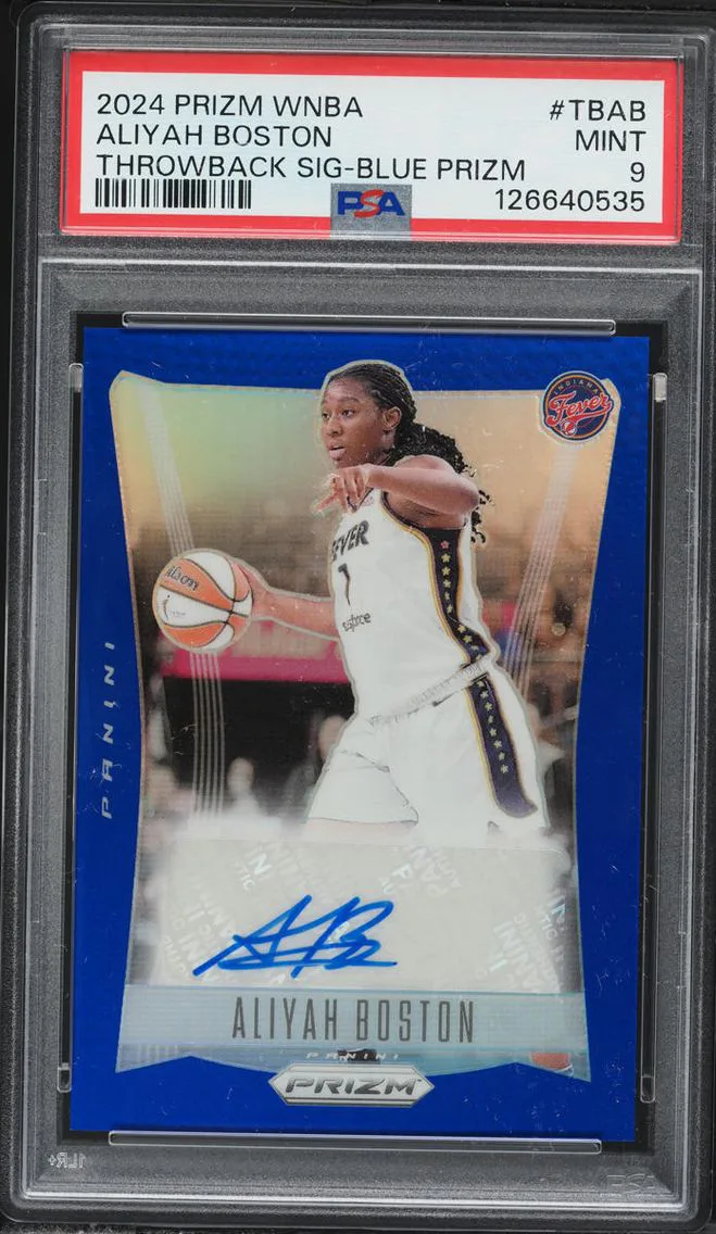 2024 Panini Prizm WNBA Throwback Blue Aliyah Boston AUTO /75 #TBAB PSA 9 MINT