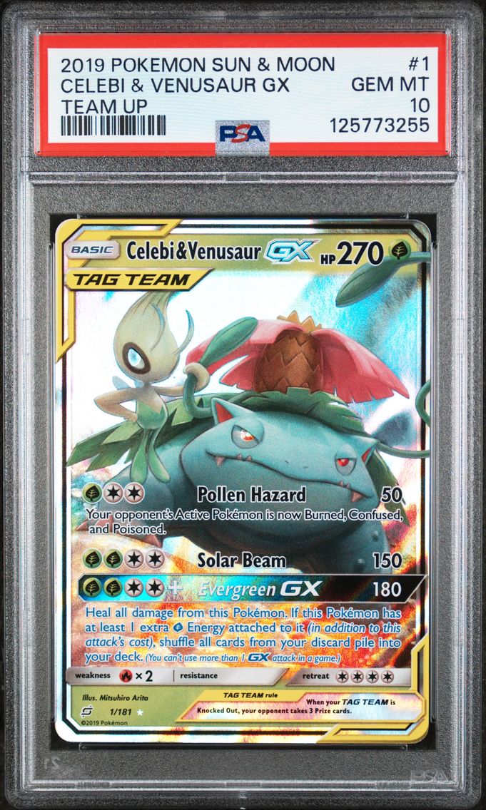 2019 #1 Celebi & Venusaur GX PSA 10 Sun & Moon Team Up