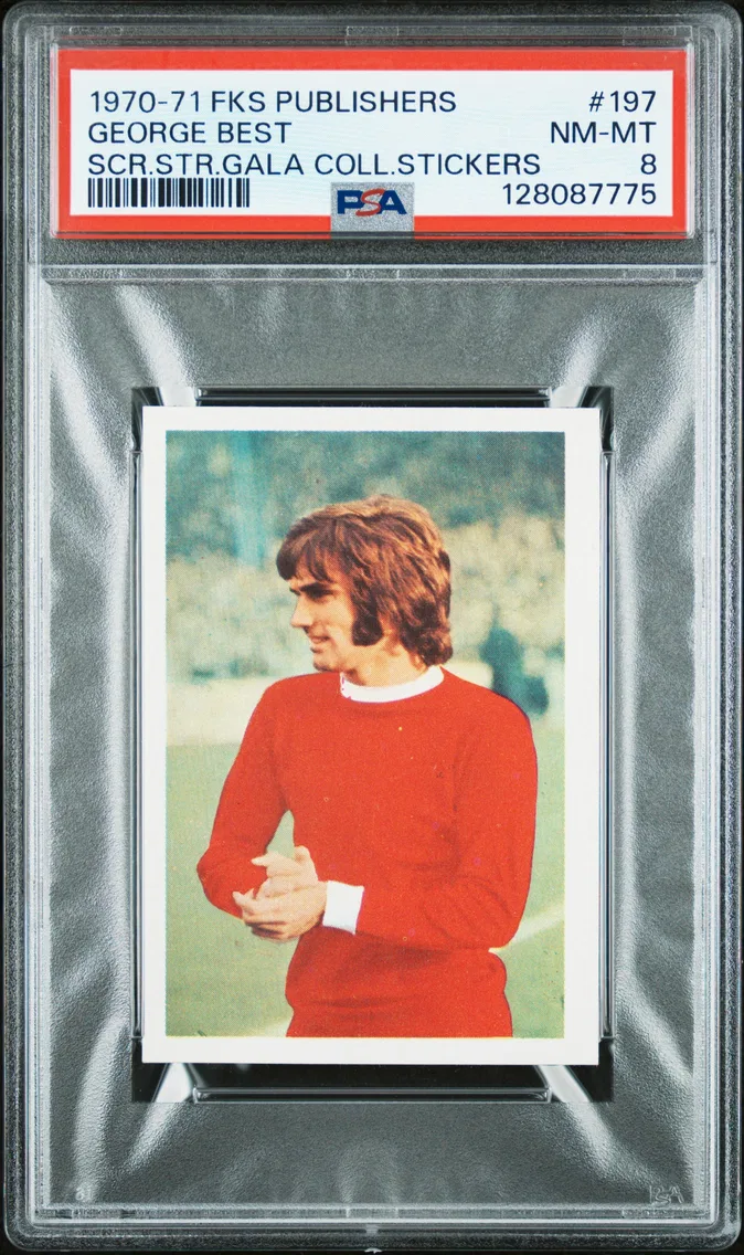 1970 #197 George Best PSA 8 Fks Pub. Ltd. Soccer Stars Gala Collection Stickers