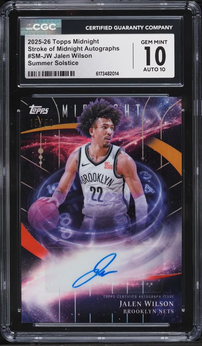 2025 Topps Stroke Of Midnight Summer Solstice Jalen Wilson AUTO /50 #SM-JW CGC 10 GEM MINT