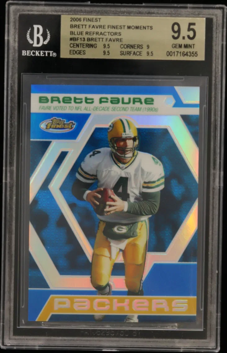 2006 #BF13 Brett Favre BGS 9.5 Finest Brett Favre Finest Moments Blue Refractors