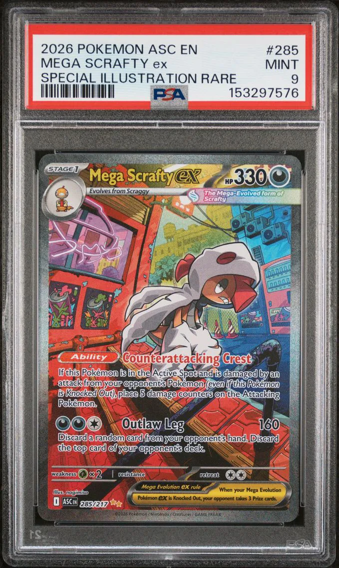 2026 #285 Mega Scrafty EX PSA 9 Asc EN-Ascended Heroes