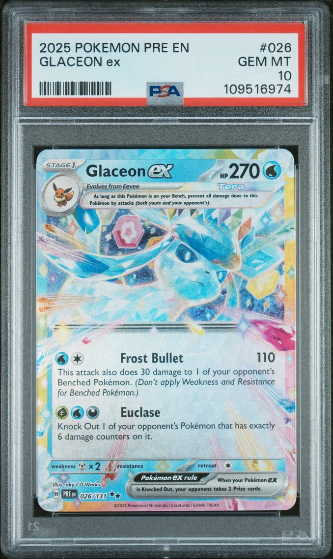 2025 #026 Glaceon EX PSA 10 Pre EN-Prismatic Evolutions Pokemon