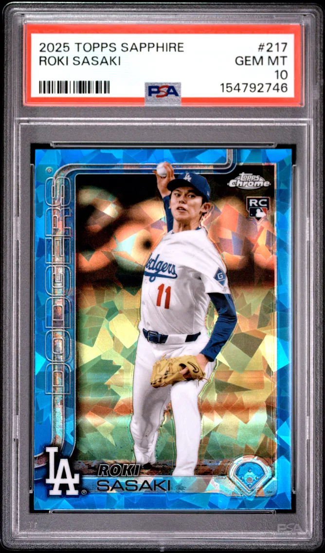 2025 #217 Roki Sasaki PSA 10 Topps Chrome Sapphire