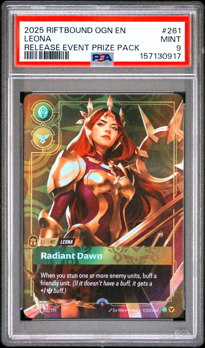 2025 #261 Leona - Radiant Dawn PSA 9 Riftbound: League of Legends Ogn-Origins