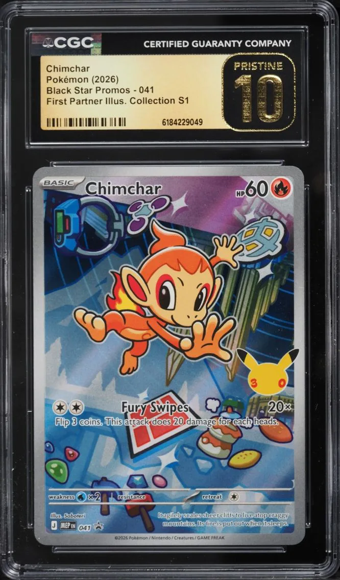 2026 #41 Chimchar CGC 10 Pokemon Mega Promo First Partner Illustration Full Art