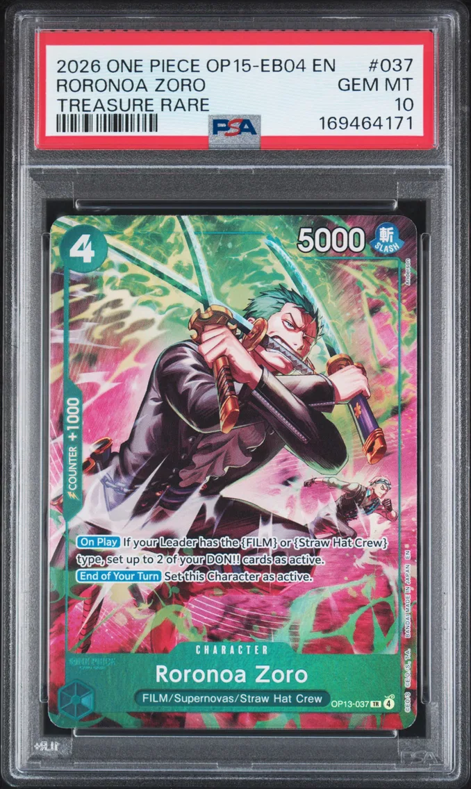 2026 #037 Roronoa Zoro PSA 10 One Piece OP15-EB04-Adventure on Kami's Island