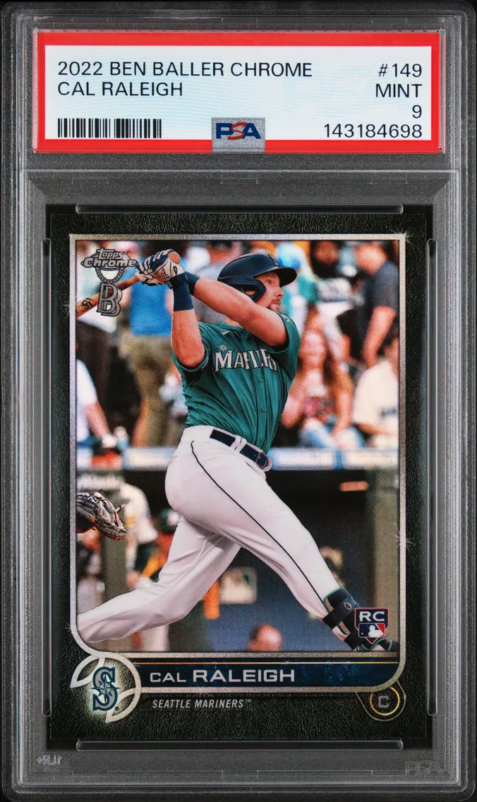 2022 #149 Cal Raleigh PSA 9 Topps Chrome Ben Baller
