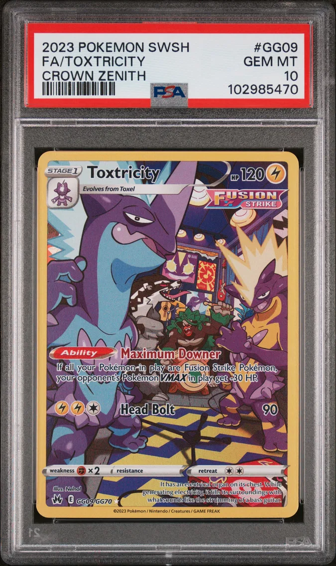 2023 #GG09 Full Art/Toxtricity PSA 10 Sword and Shield Crown Zenith