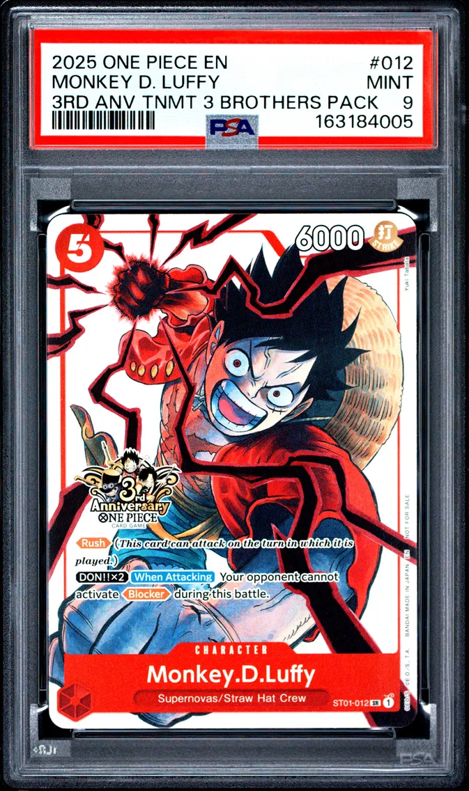 2025 #012 Monkey D. Luffy PSA 9 One Piece 3rd Anniversary Tournament 3 Brothers Pack