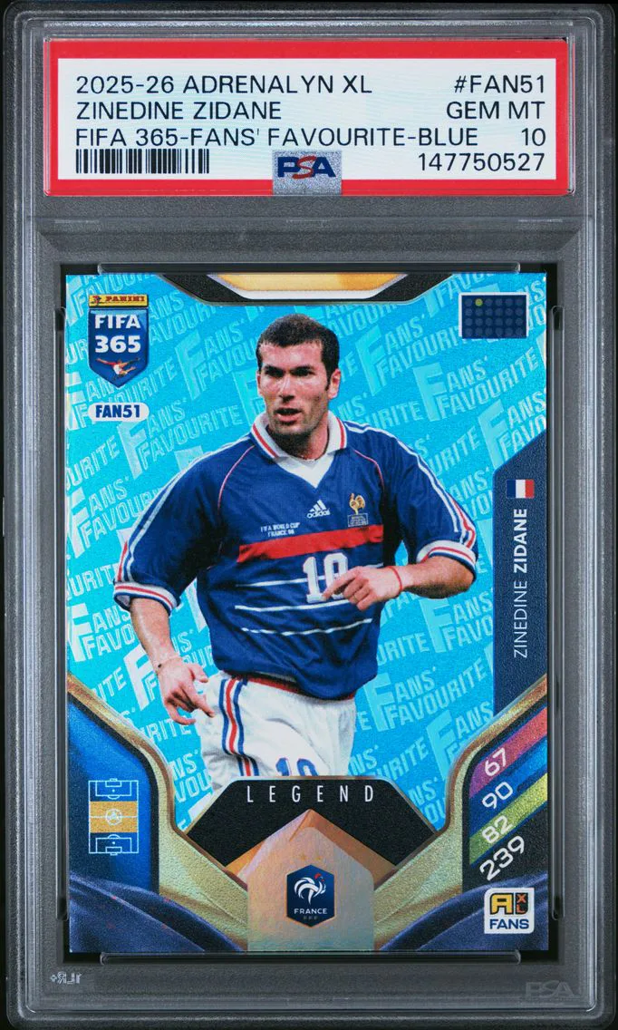 2025 #FAN51 Zinedine Zidane PSA 10 Panini Adrenalyn XL FIFA 365 Fans' Favourite