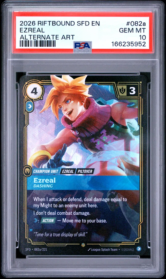2026 #082a Ezreal - Dashing PSA 10 Riftbound: League of Legends Sfd-Spiritforged
