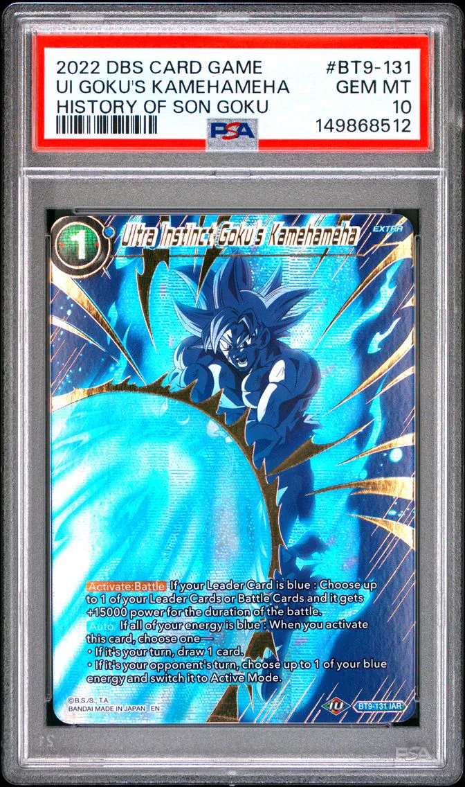2022 #BT9-131 Ultra Instinct Goku's Kamehameha PSA 10 Dragon Ball Super Card Game Theme Selection History of Son Goku