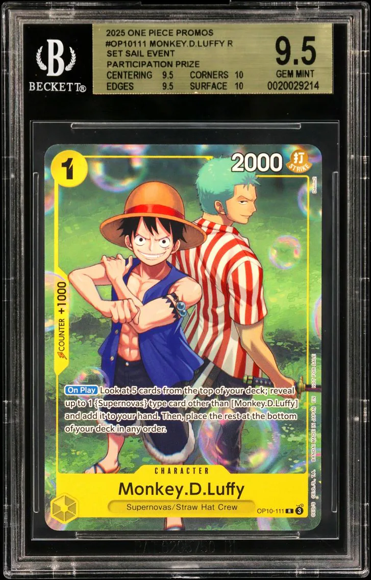 2025 #OP10111 Monkey.D.Luffy R/(Set Sail Event Participation Prize) BGS 9.5 One Piece Card Game Promos
