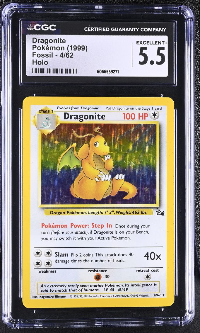 1999 #4 Dragonite CGC 5.5 Fossil - Unlimited - English