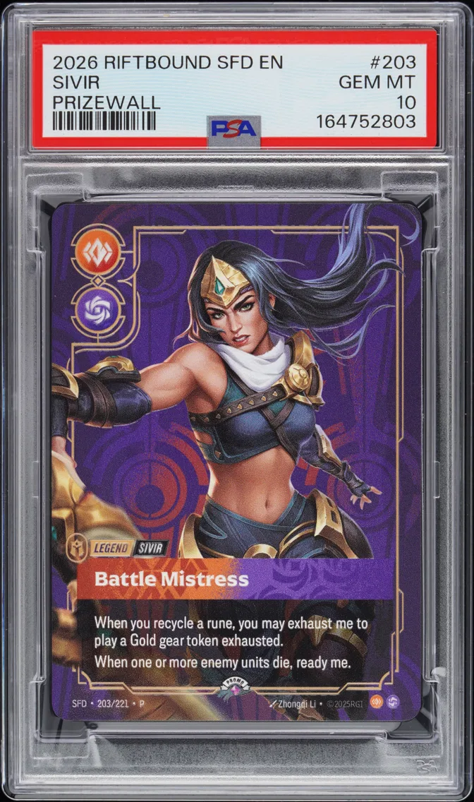 2026 #203 Sivir - Battle Mistress PSA 10 Riftbound: League of Legends Sfd-Spiritforged Plated Legends
