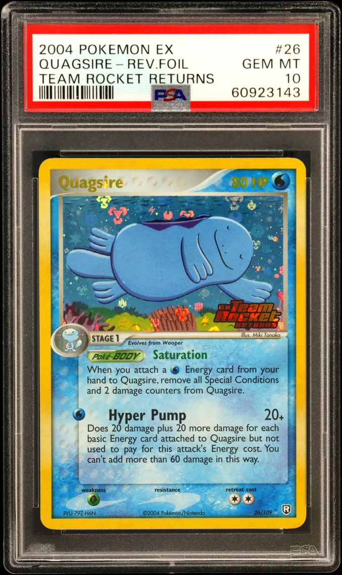 2004 #26 Quagsire-Reverse Foil PSA 10 EX Team Rocket Returns