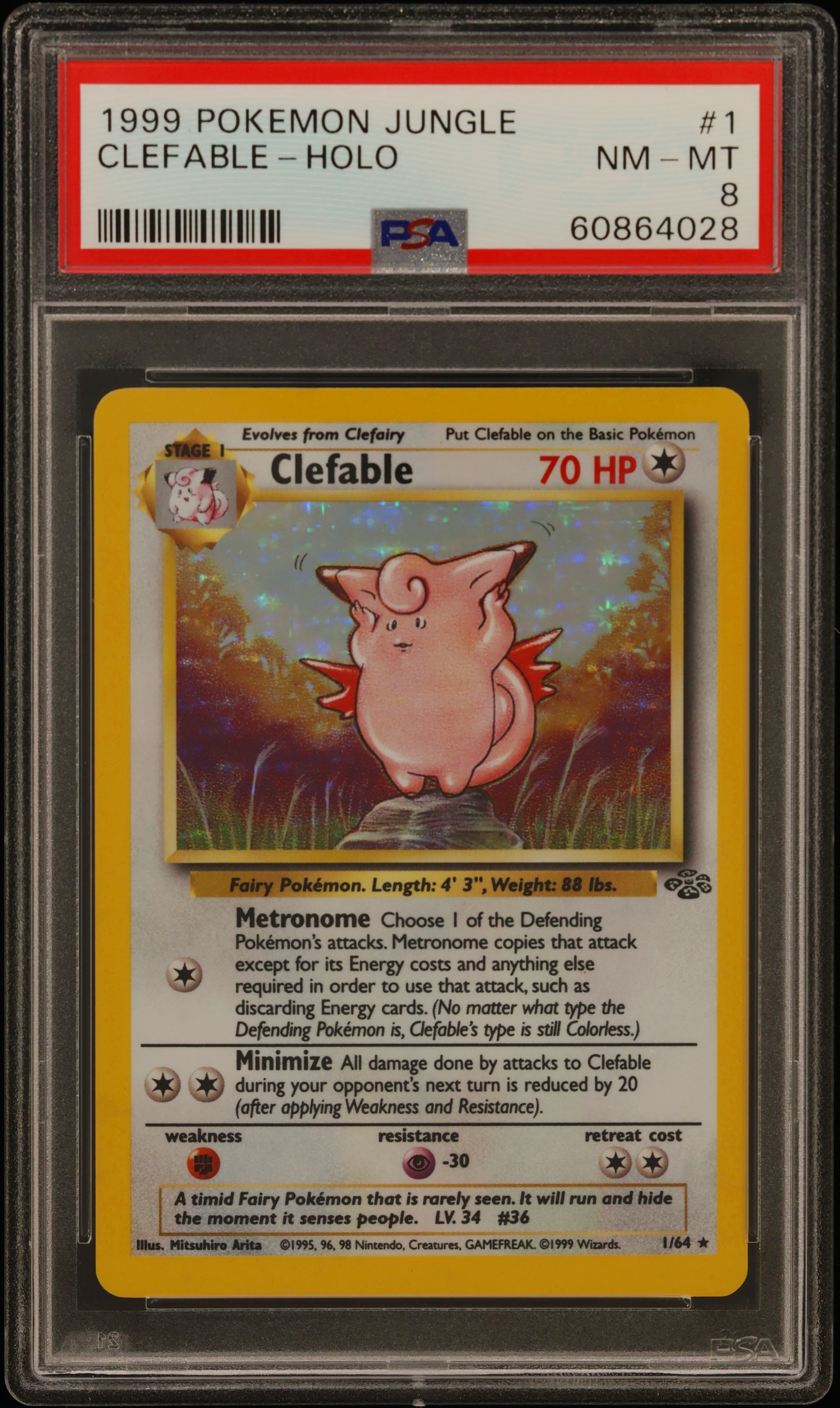 1999 #1 Clefable-Holo PSA 8 Jungle