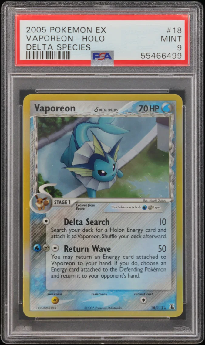 2005 #18 Vaporeon-Holo PSA 9 EX 