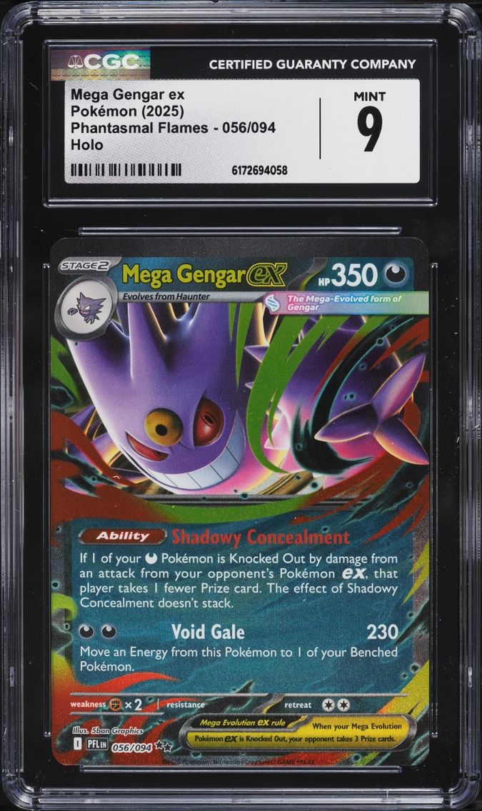 2025 Pokemon Mega Evolution Phantasmal Flames Holo Mega Gengar EX #56 CGC 9 MINT