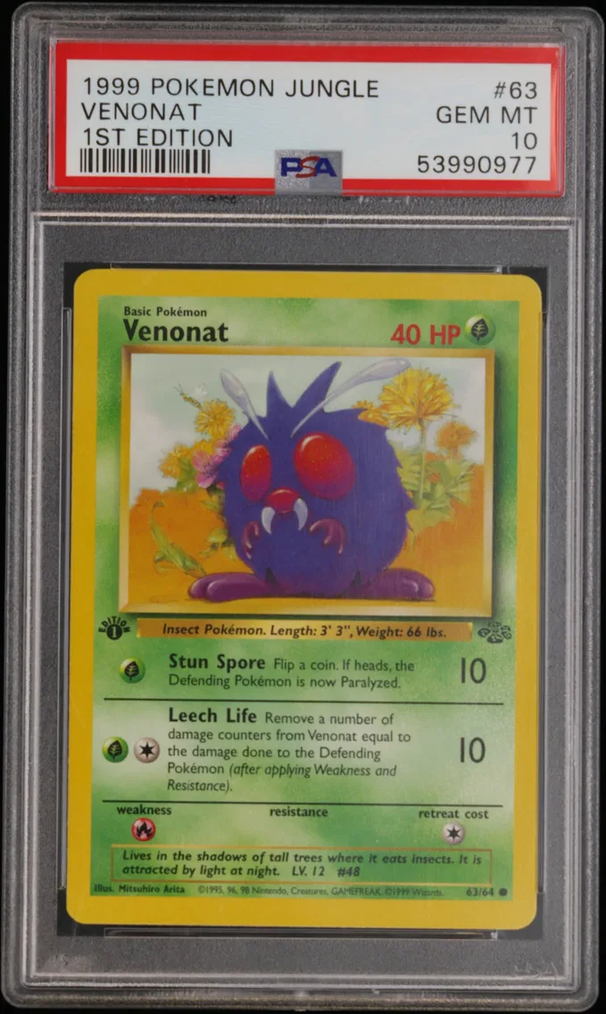 1999 #63 Venonat 1st Edition PSA 10 Jungle