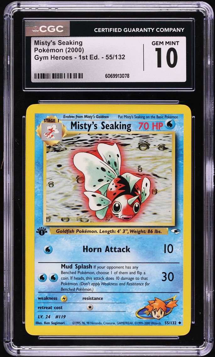 2000 #55 Misty's Seaking 1st Edition CGC 10 Gym Heroes Pokemon