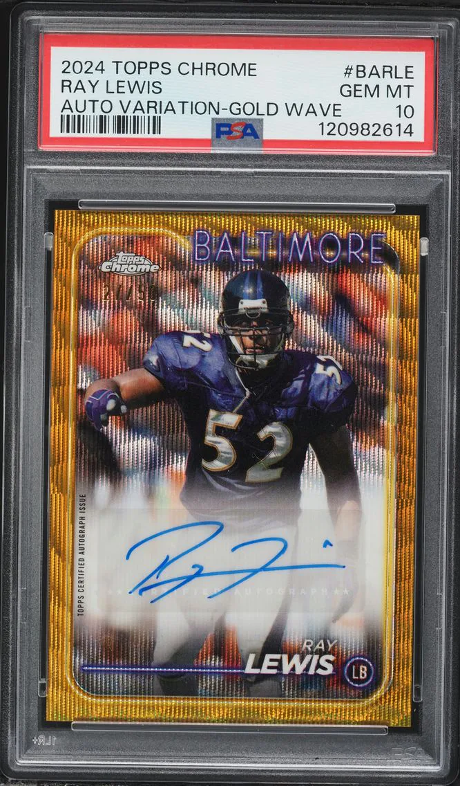 2024 #BARLE Ray Lewis PSA 10 Topps Chrome Base Autographs Variations Football