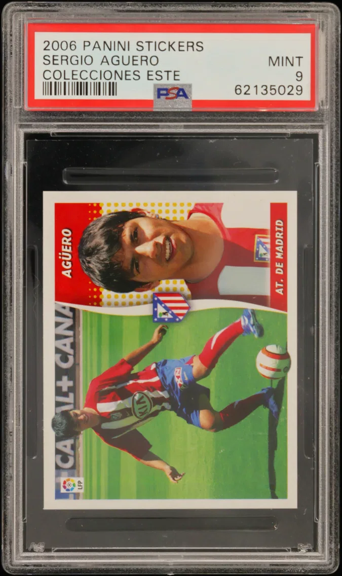 2006 #39 Sergio Aguero PSA 9 Panini Stickers Colecciones Este La Liga