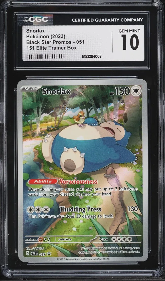 2023 #51 Snorlax CGC 10 Pokemon Scarlet & Violet Promo 151 ETB Full Art