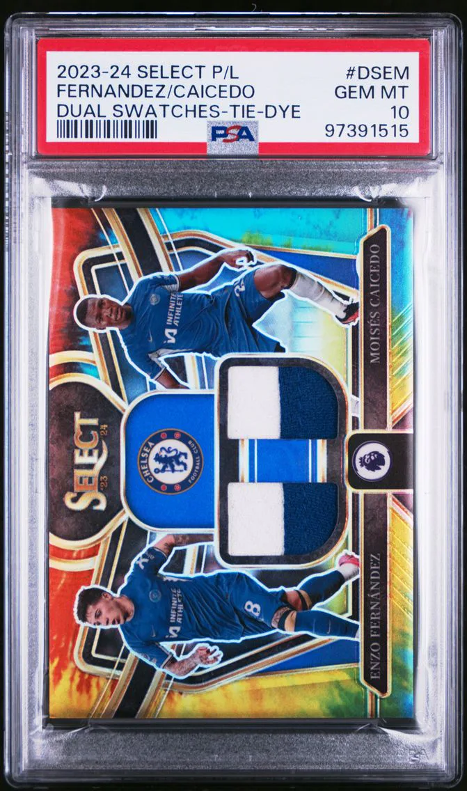 2023 #DSEM Enzo Fernandez/Moises Caicedo PSA 10 Panini Select Premier League Dual Swatches