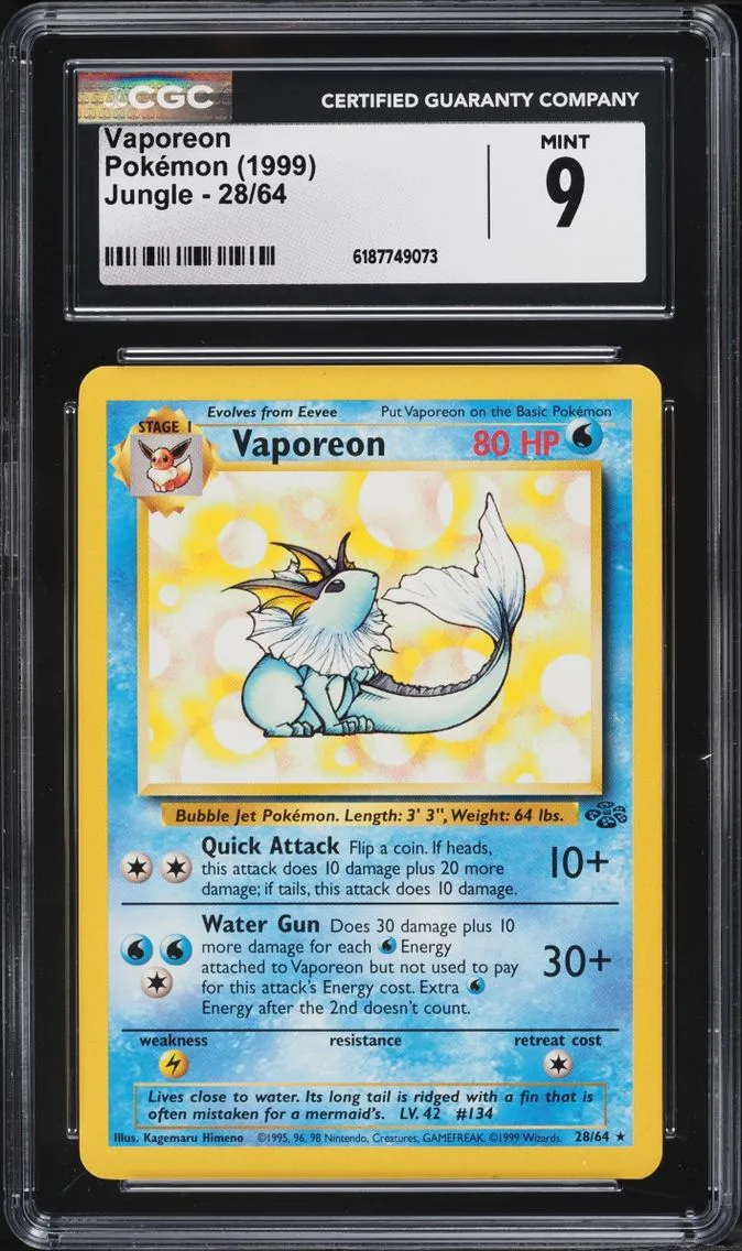 1999 #28 Vaporeon CGC 9 Pokemon Jungle