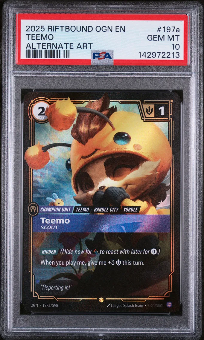 2025 #197a Teemo - Scout PSA 10 Riftbound: League of Legends Ogn-Origins