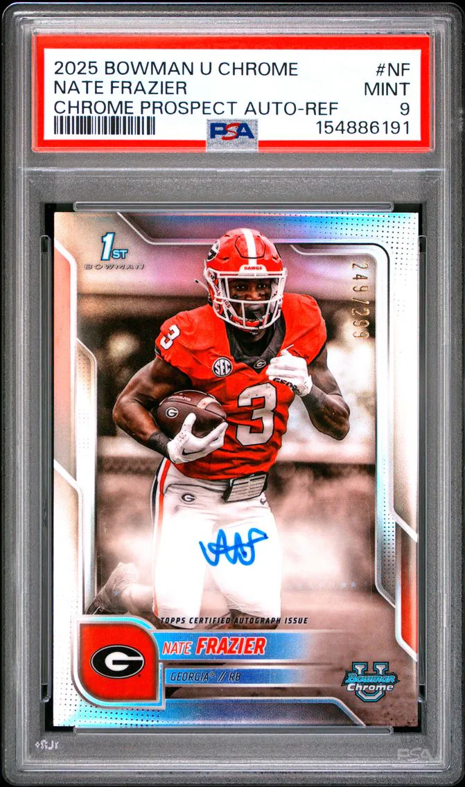 2025 #NF Nate Frazier PSA 9 Bowman University Chrome Bowman Chrome Prospect Autographs