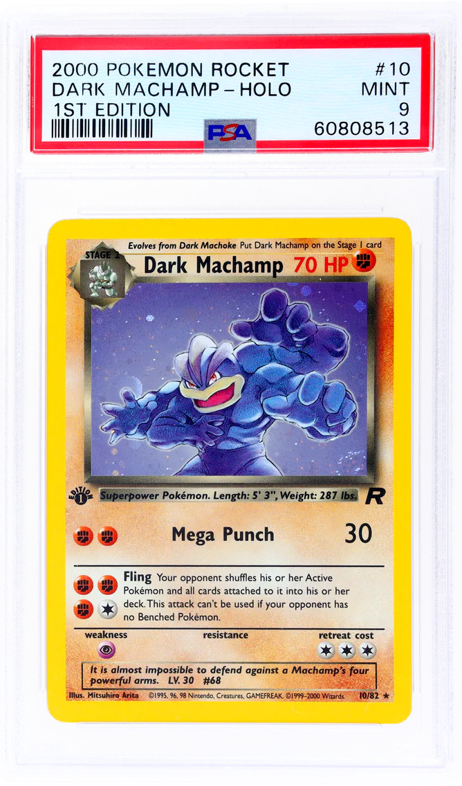 2000 #10 TEAM ROCKET 1ST EDITION HOLO DARK MACHAMP PSA 9 POKEMON