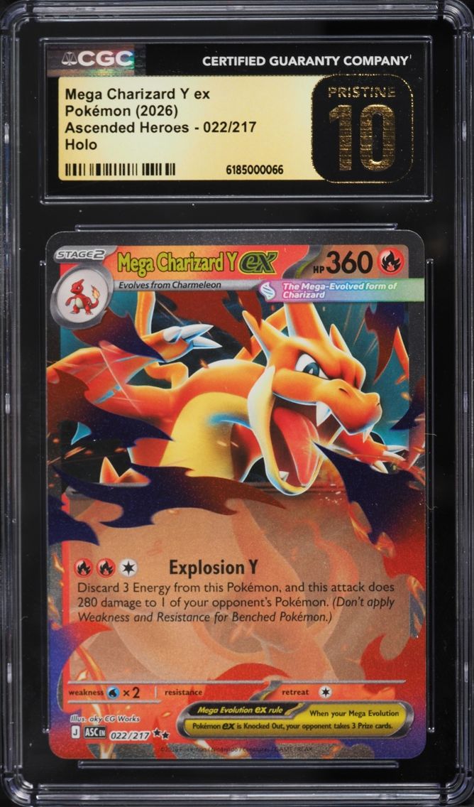2026 #22 Mega Charizard Y EX CGC 10 Pokemon Mega Evolution Ascended Heroes Holo