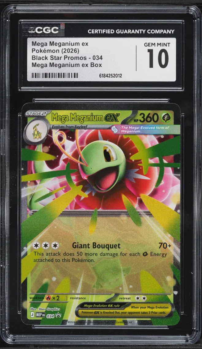 2026 #34 Mega Meganium EX CGC 10 Pokemon Mega Evolution Black Star Promo