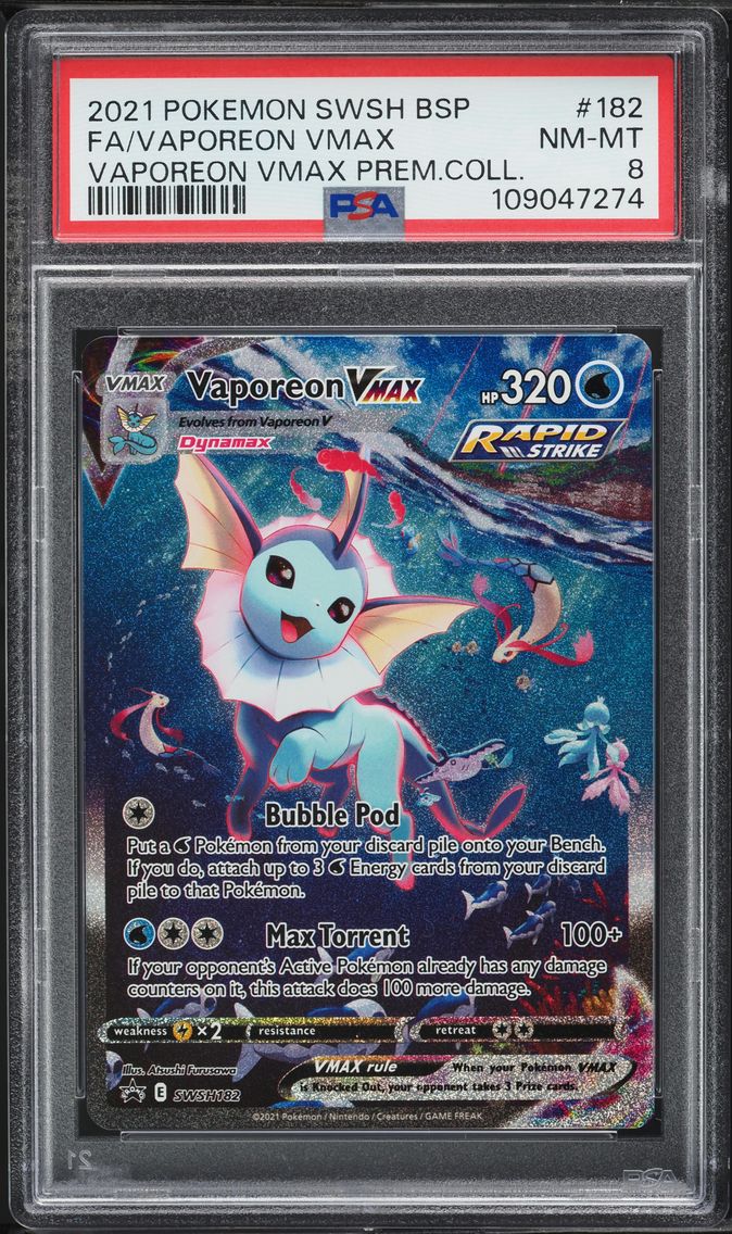 2021 #182 Full Art/Vaporeon Vmax PSA 8 Swsh Black Star Promo Pokemon
