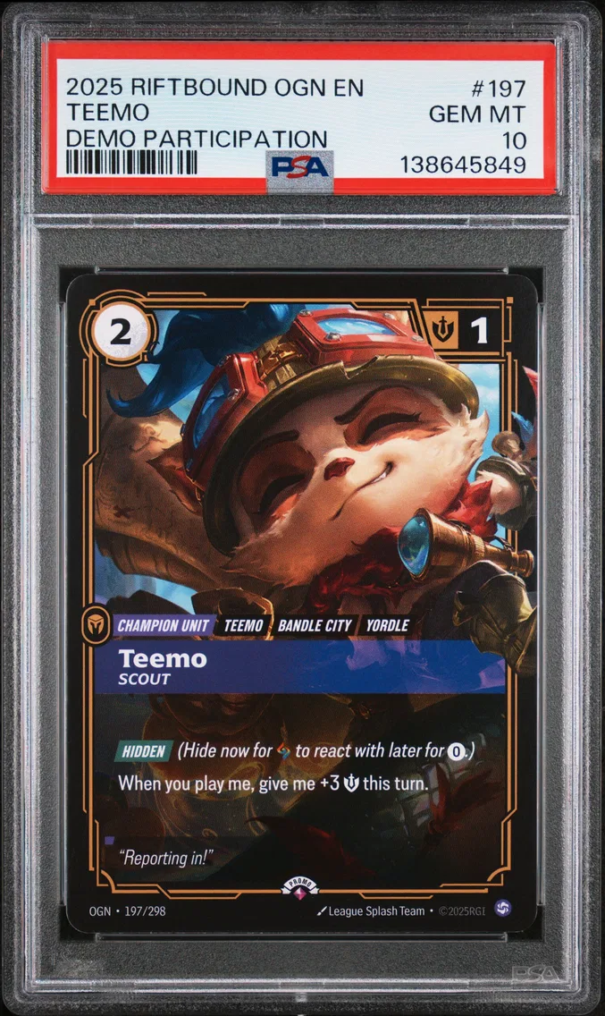 2025 #197 Teemo - Scout PSA 10 Riftbound: League of Legends Ogn-Origins