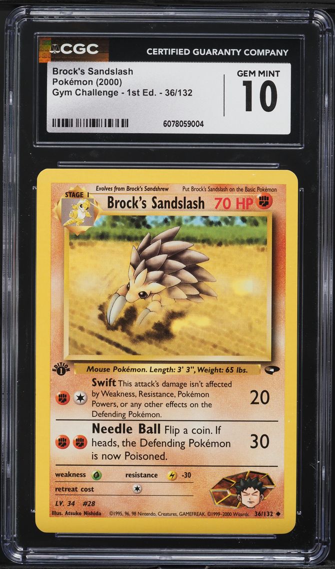 2000 #36 Brock's Sandslash 1st Edition CGC 10 Gym Challenge Pokemon