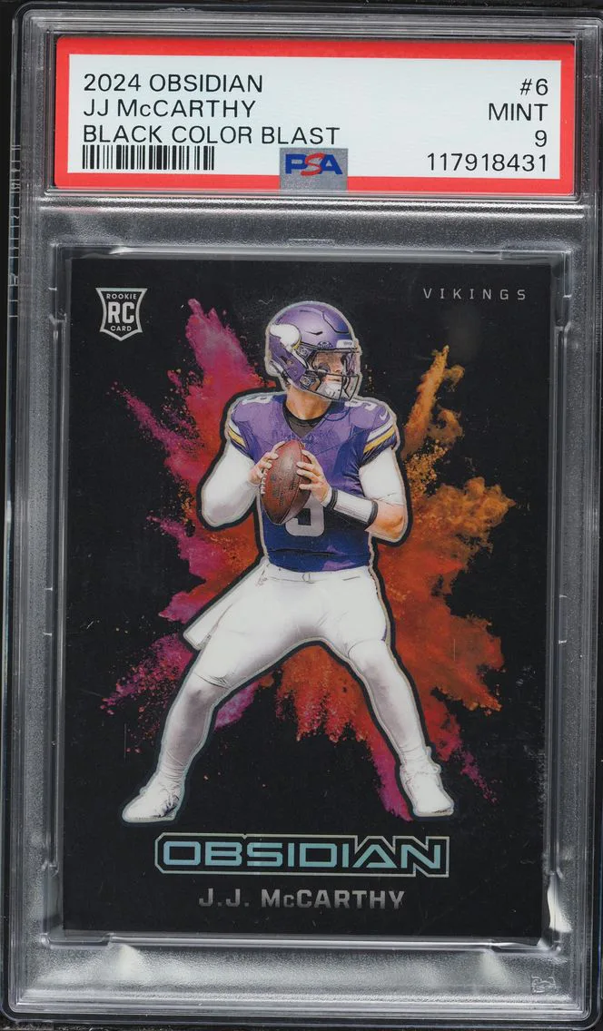 2024 #6 JJ McCarthy PSA 9 Panini Obsidian Black Color Blast Football