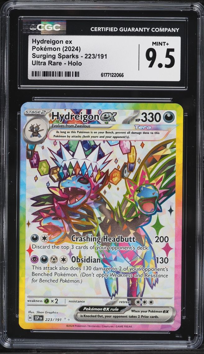 2024 Pokemon Scarlet & Violet Surging Sparks Full Art Hydreigon Ex #223 CGC 9.5 MINT+