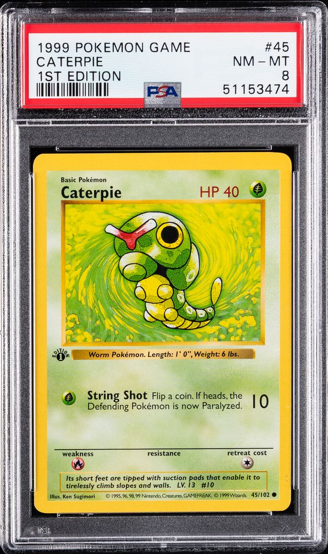 1999 #45 Caterpie 1st Edition PSA 8 Game Pokemon