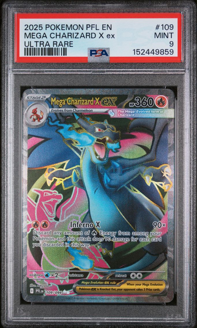 2025 #109 Mega Charizard X EX PSA 9 Pfl EN-Phantasmal Flames