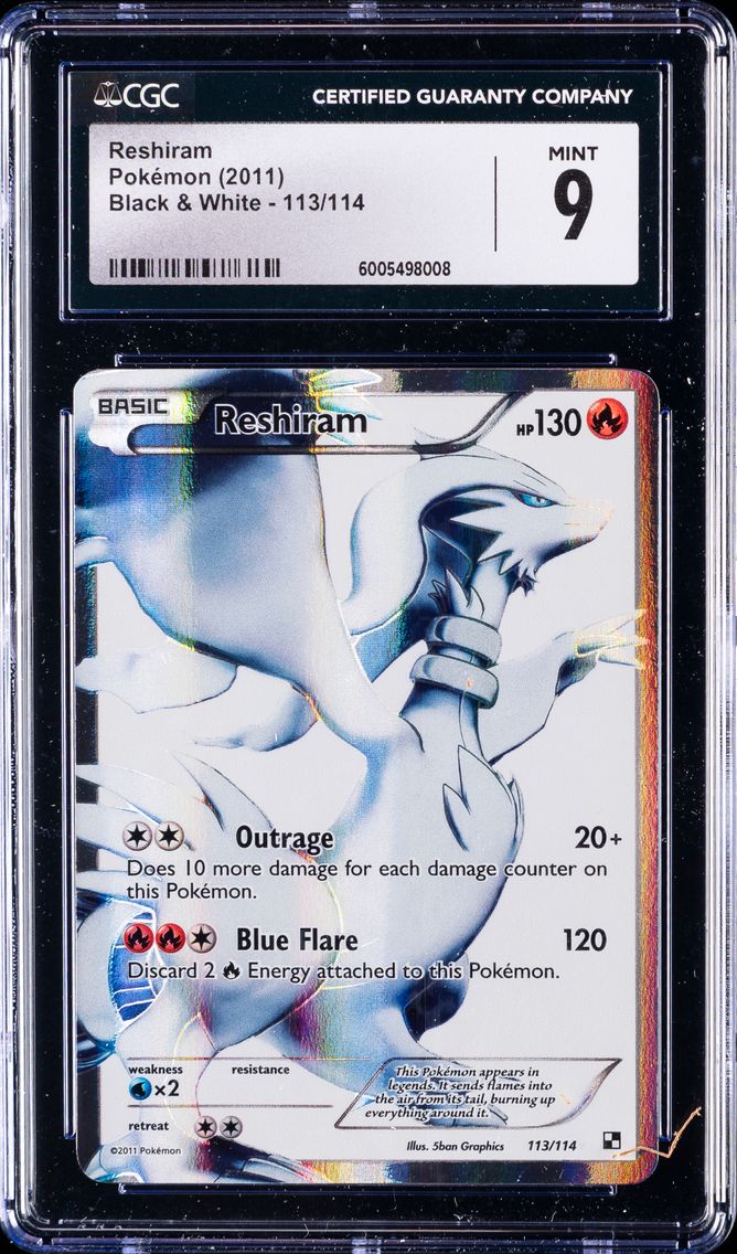 2011 #113 Full Art/Reshiram CGC 9 Black & White Pokemon